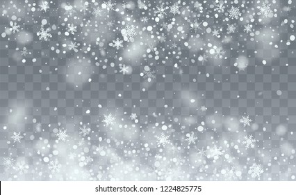 Realistic Snow Background. Illustration for Winter Holiday Greetings. Glitter Snowflakes Background. Magic Blizzard Illustration Design.