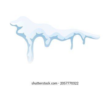Realistic snow cap hanging from roof vector illustration