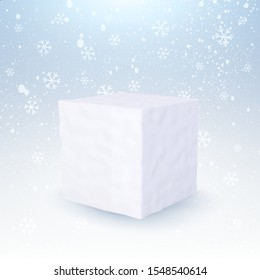 Realistic snow cube vector illustration.Christmas, snow texture, holiday snow.Christmas banner for the inscription.	