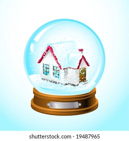 realistic snow globe with a home inside, see also imajes ID 19487959, 19487962