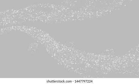 Realistic Snow, Gray Winter. Falling Snowflakes, Night Sky. Winter Holidays Storm Background. Advertising Frame, New Year, Christmas Weather. Elegant Scatter, Grunge White Glitter. Cold Realistic Snow
