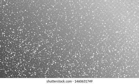 Realistic Snow, Gray Winter. Falling Snowflakes, Night Sky. Winter Holidays Storm Background. Advertising Frame, New Year, Christmas Weather. Elegant Scatter, Grunge White Glitter. Cold Realistic Snow