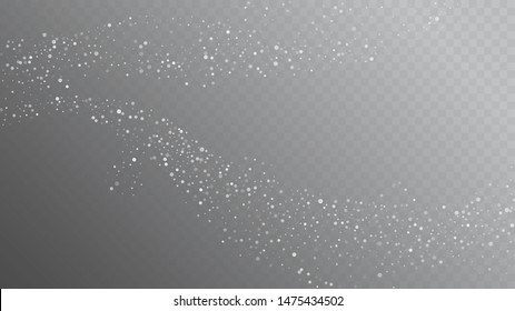 Realistic Snow, Gray Winter. Falling Snowflakes, Night Sky. Winter Holidays Storm Background. Advertising Frame, New Year, Christmas Weather. Elegant Scatter, Grunge White Glitter. Cold Realistic Snow