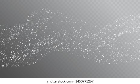 Realistic Snow, Gray Winter. Winter Holidays Storm Background. Falling Snowflakes, Night Sky. Advertising Frame, New Year, Christmas Weather. Elegant Scatter, Grunge White Glitter. Cold Realistic Snow