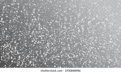 Realistic Snow, Gray Winter. Winter Holidays Storm Background. Falling Snowflakes, Night Sky. Advertising Frame, New Year, Christmas Weather. Elegant Scatter, Grunge White Glitter. Cold Realistic Snow