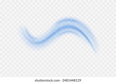 Realistic snow storm or wind swirls isolated on transparent background. Vector illustration of white spiral, wave, curve vortex effect. Symbol of fresh air, blizzard, magic power speed, tornado