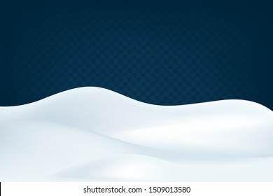 Realistic snowdrifts. Winter snowy abstract background. Frozen landscape with snow caps. Decoration for Christmas or New Year. Vector illustration.