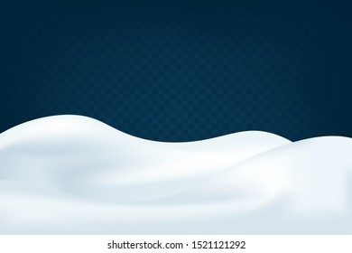 Realistic snowdrifts. Winter snowy abstract background. Frozen landscape with snow caps. Decoration for Christmas or New Year. Vector illustration.