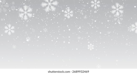 Realistic snowfall overlay on transparent background. White winter snowflakes and frosty dust texture for festive and seasonal design.