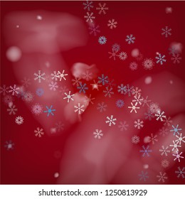 Realistic Snowfall Vector on Blue. Christmas, New Year Sky Holidays Background. Realistic Snowfall Pattern, Falling Snowflakes Overlay. Random Dots, Storm Sky, Frost Effect Magic Ice Square Frame.