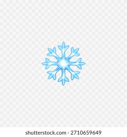 Realistic snowflake 3d icon isolated. Snow icon winter weather. 