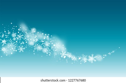 Realistic Snowflakes Background. Happy Winter Holiday Illustration Template. Background with Flying Snowflakes. Fantasy  Snowstorm Illustration Design.