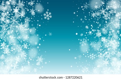 Realistic Snowflakes Background. Winter Merry Christmas Illustration. Glitter White Snow Background. Fantasy  Snowstorm Illustration Design.