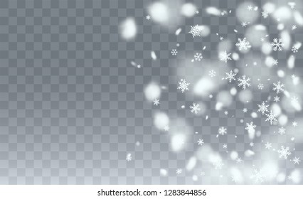 Realistic Snowflakes Background. Winter Snowy Vector Illustration. Glitter Snowflakes Background. Magic Blizzard Illustration Design.