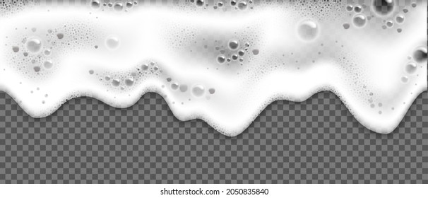 realistic soap or beer white foam. Sea foam on transparent background