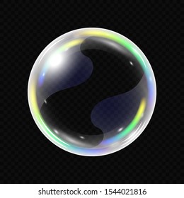 Realistic soap bubble isolated on transparent background. Vector illustration