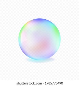 Realistic soap bubble isolated on transparent background. Vector illustration.