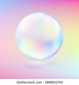 Realistic soap bubble isolated on transparent background. Vector illustration.