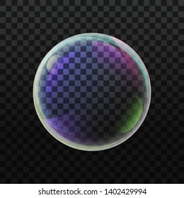 Realistic soap bubble on transparent vector background