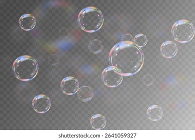 Realistic soap bubbles collection.Abstract floating soap bubbles.Vector EPS 10.