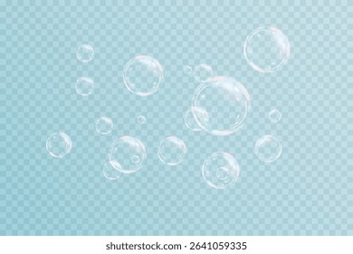 Realistic soap bubbles collection.Abstract floating soap bubbles.Vector EPS 10.