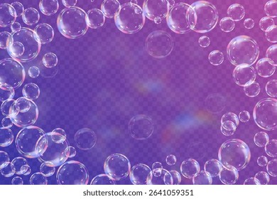 Realistic soap bubbles collection.Abstract floating soap bubbles.Vector EPS 10.