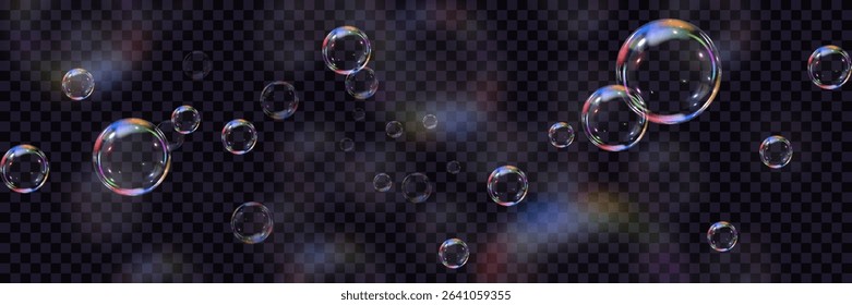 Realistic soap bubbles collection.Abstract floating soap bubbles.Vector EPS 10.