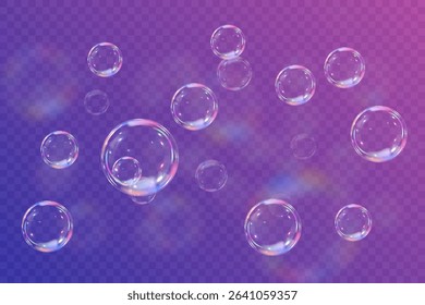 Realistic soap bubbles collection.Abstract floating soap bubbles.Vector EPS 10.