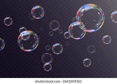 Realistic soap bubbles collection.Abstract floating soap bubbles.Vector EPS 10.