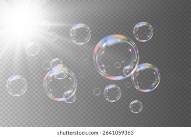 Realistic soap bubbles collection.Abstract floating soap bubbles.Vector EPS 10.