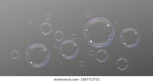 Realistic soap bubbles Flying. bubbles Flying.