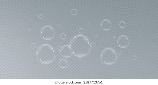 Realistic soap bubbles Flying. bubbles Flying.