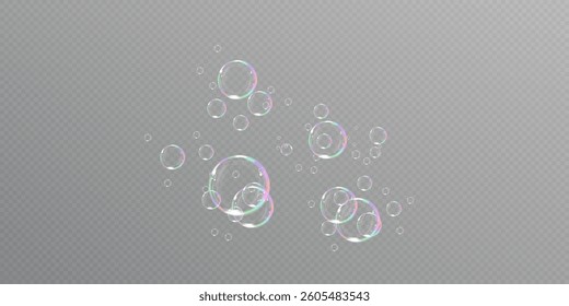 Realistic soap bubbles Flying. bubbles Flying.