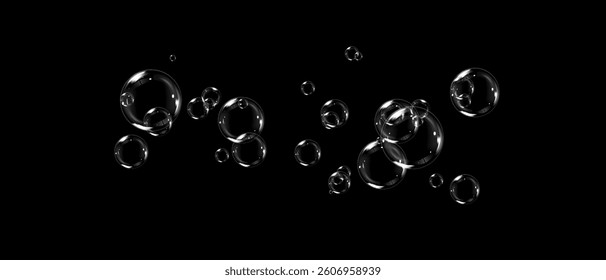 Realistic soap bubbles Flying. bubbles Flying.