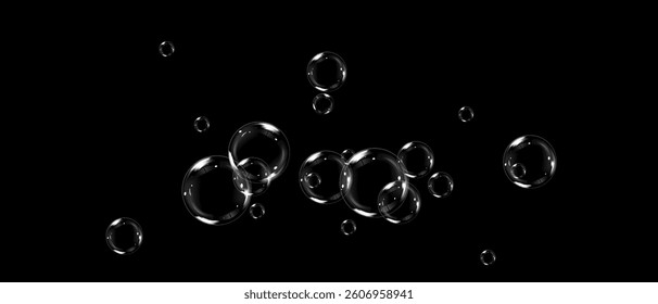 Realistic soap bubbles Flying. bubbles Flying.