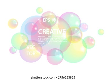 Realistic soap bubbles on a light background. Vector colorful, three-dimensional bubbles.