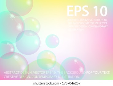 Realistic soap bubbles on a light background. Vector colorful, three-dimensional bubbles.