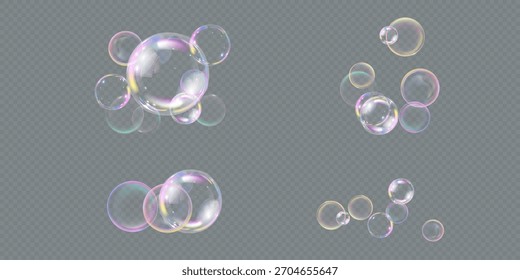 Realistic soap bubbles. bubbles on a transparent background.