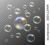 Realistic soap bubbles with rainbow reflection set isolated vector illustration