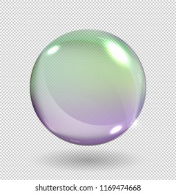 Realistic soap bubbles with rainbow reflection isolated on transparent background. Vector illustration.