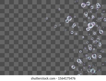 Realistic soap bubbles with rainbow reflection set isolated vector illustration