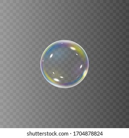 Realistic soap bubbles with rainbow reflection set of isolated vector illustrations.