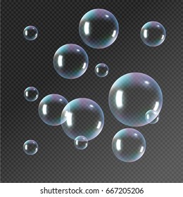 Realistic Soap Bubbles Rainbow Reflection Bubbles Stock Vector (Royalty ...