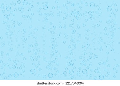 Realistic soap bubbles set isolated on the blue water
background. vector Illustration