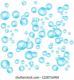 Realistic soap bubbles set isolated on the white background. vector Illustration