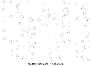 Realistic soap bubbles set isolated on the white background. vector Illustration