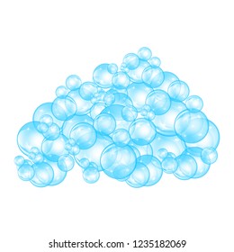 Realistic soap bubbles set isolated on the white background. vector Illustration