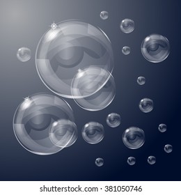 Realistic soap bubbles set isolated vector illustration