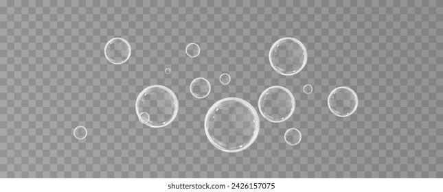 Realistic soap bubbles.Flying bubbles on a transparent background.