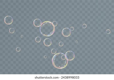 Realistic soap bubbles.Flying bubbles on a transparent background.